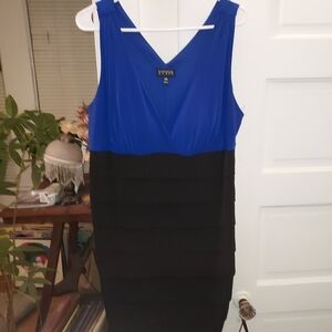 ENFOCUS Women Bodycon Faux wrap, Royal Blue/Black Dress 16W